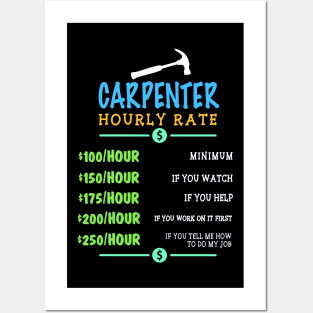 Carpenter Hourly Rate - Woodworker Sawdust Gift Posters and Art